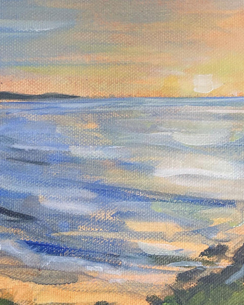 Australian sunset beach 'glow' acrylic painting