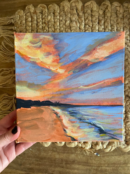 Australian sunset beach 'rich' acrylic painting