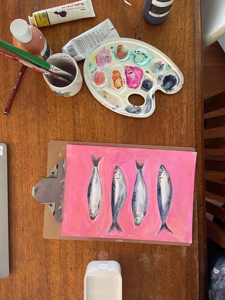 Original Sardines painting artwork A4