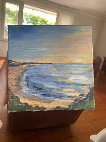 Australian sunset beach 'glow' acrylic painting