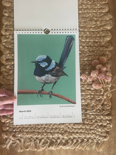 Australian birds and flowers art calendar - SAMPLES