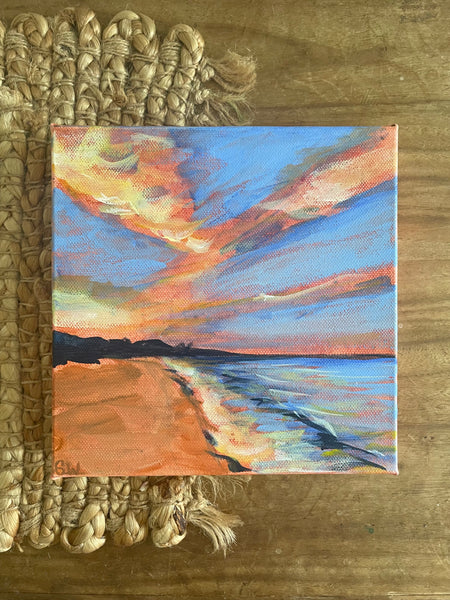 Australian sunset beach 'rich' acrylic painting