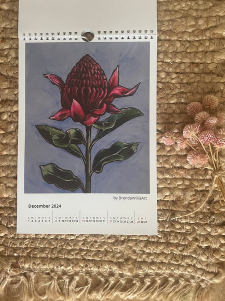 Australian birds and flowers art calendar - SAMPLES