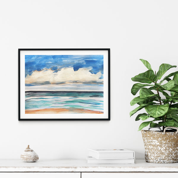 Original beachside ocean acrylic painting on paper 27.5cm x 21cm