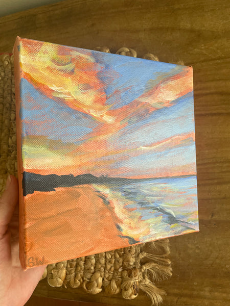 Australian sunset beach 'rich' acrylic painting