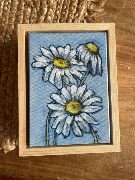 Australian Daisy mini framed acrylic painting