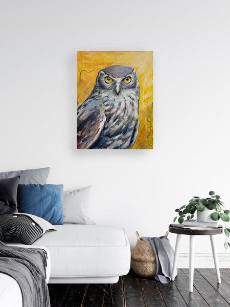 Australian Owl acrylic canvas painting. 40cm x 50cm