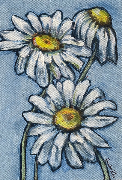 Australian Daisy mini framed acrylic painting