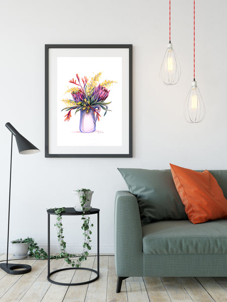 Australian Native flower jug watercolour print