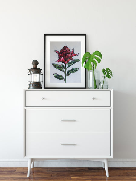 Australian Waratah 'Strength' painting print