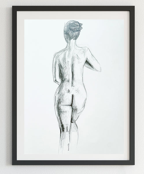 Original nude female figure painting. A3 life figure
