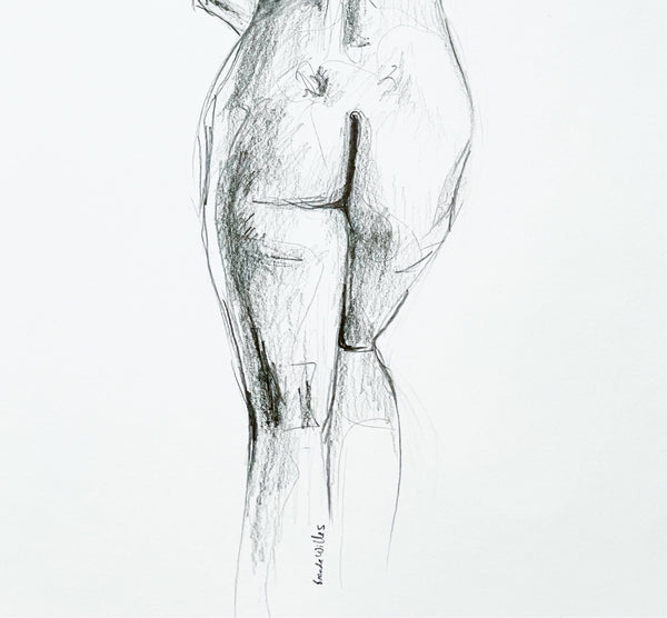 Original nude female figure painting. A3 life figure