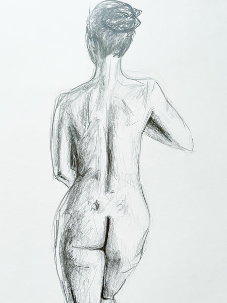 Original nude female figure painting. A3 life figure