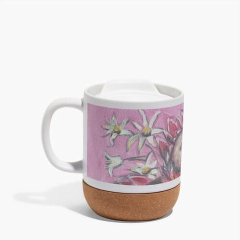 Original Native Flower Art Ceramic Mug pink