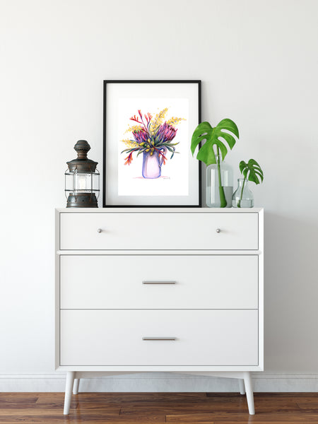 Australian Native flower jug watercolour print
