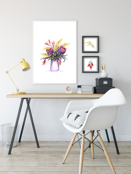 Australian Native flower jug watercolour print