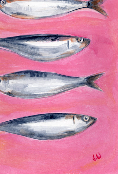 Pink Sardines painting print