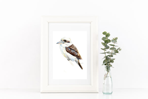 Australian native Kookaburra watercolour artwork print.