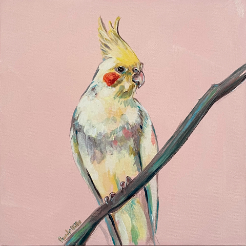 Australian Cockatiel 'Cora' acrylic painting