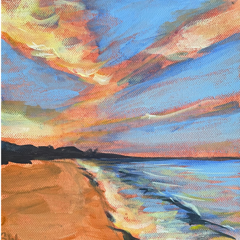 Australian sunset beach 'rich' acrylic painting