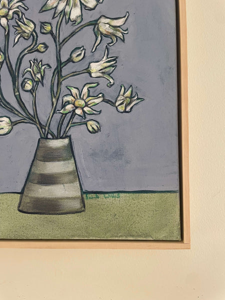 Australian Flannel Flowers acrylic framed canvas painting. 32.5cm x 42cm