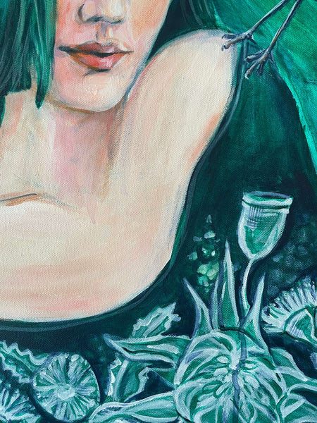 Heart on her shoulder acrylic canvas painting. 51cm x 61cm