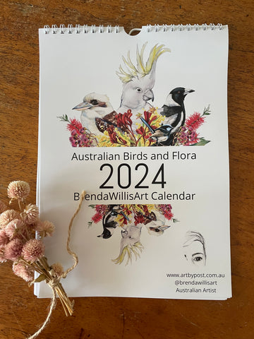 Australian watercolour birds and flowers calendar - SAMPLES