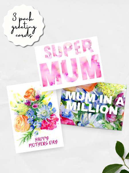 Mothers Day greeting card set of three