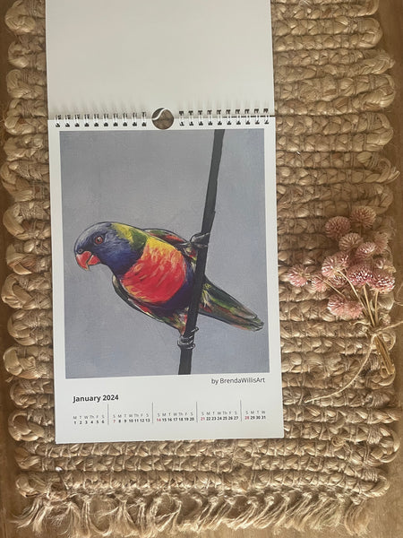 Australian birds and flowers art calendar - SAMPLES