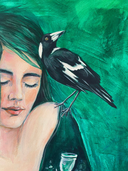 Heart on her shoulder acrylic canvas painting. 51cm x 61cm