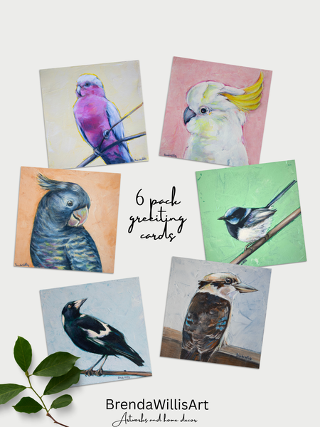 Australian native birds greeting card 6 pack.