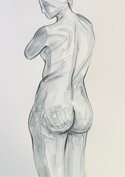 Original nude female figure watercolour sketch. A4
