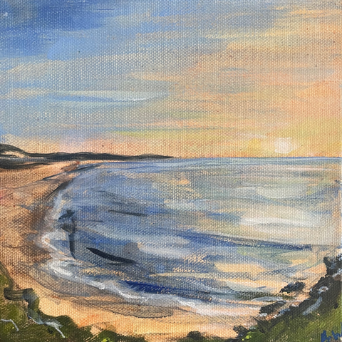 Australian sunset beach 'glow' acrylic painting