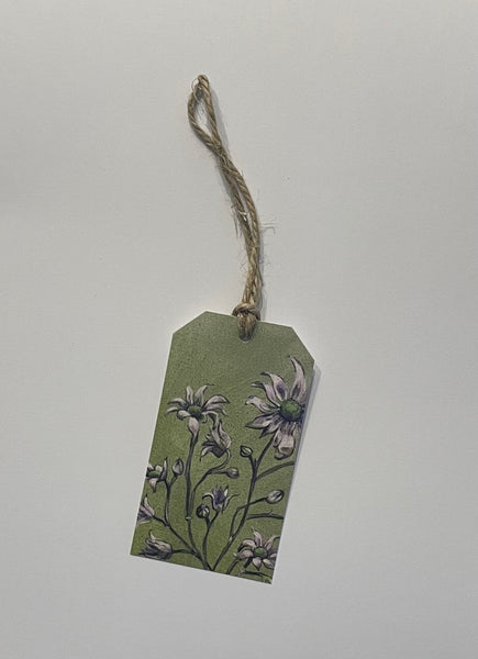 Green Australian Flannel Flower gift tags x10