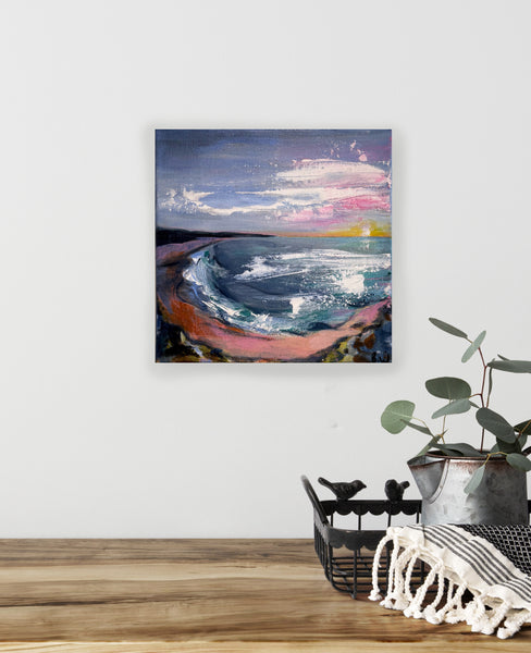 Australian sunset beach 'glow' acrylic painting