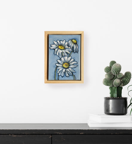 Australian Daisy mini framed acrylic painting