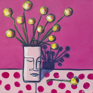 Billy Buttons still life acrylic painting