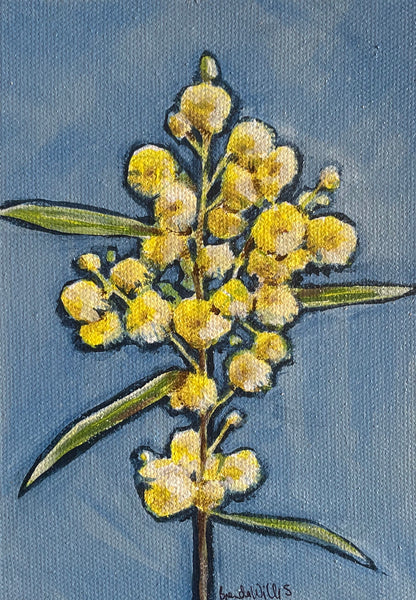 Australian Wattle mini framed acrylic painting