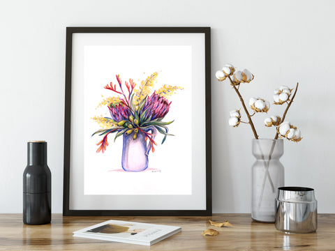 Australian Native flower jug watercolour print
