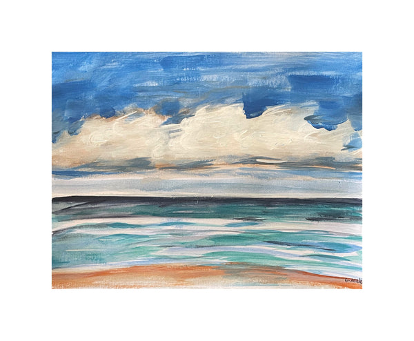 Original beachside ocean acrylic painting on paper
