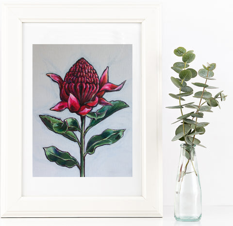 Australian Waratah 'Strength' painting print