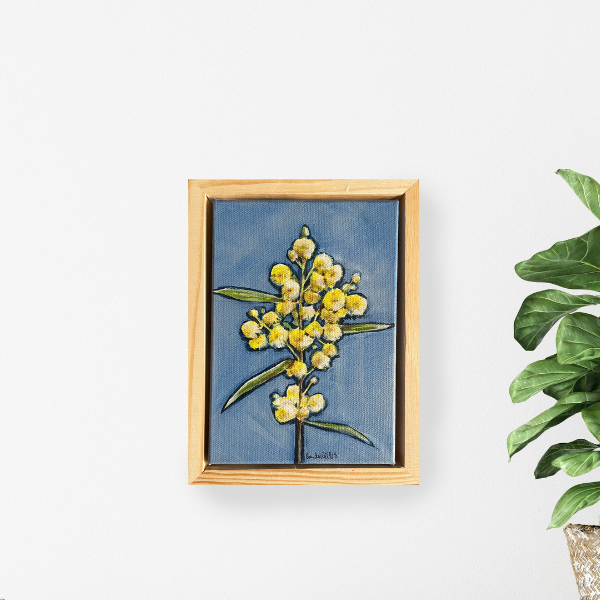 Australian Wattle mini framed acrylic painting