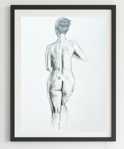 Original nude female figure painting. A3 life figure