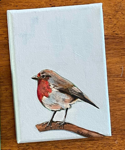 Original Australian Scarlet Robin mini acrylic painting