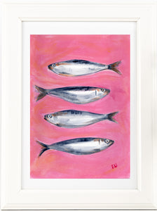 Pink Sardines painting print