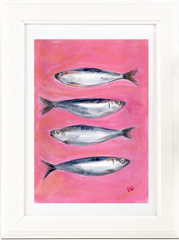 Pink Sardines painting print