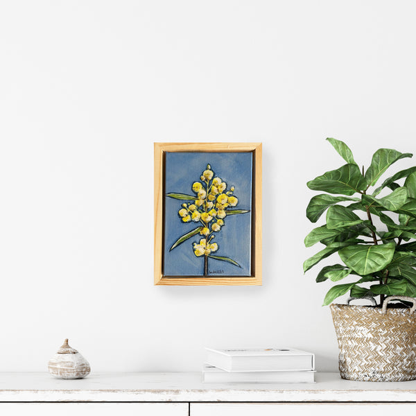 Australian Wattle mini framed acrylic painting