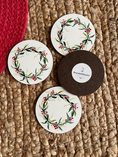 Australian native flower watercolour coasters set.