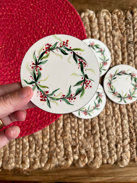 Australian native flower watercolour coasters set.