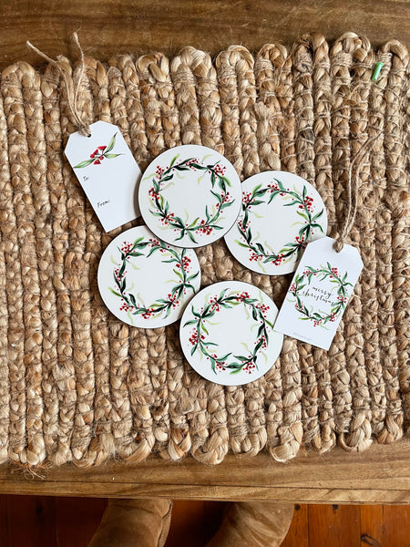 Australian native flower watercolour coasters set.